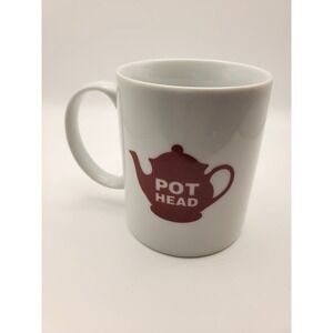 Funny "Pot Head" Teapot Novelty Ceramic Mug - White/Red